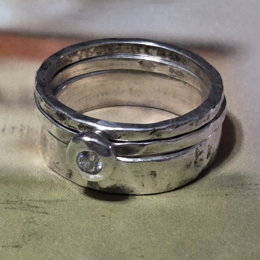 Silpada Sterling Silver & Zirconia Stacking Rings - Picture 5 of 15